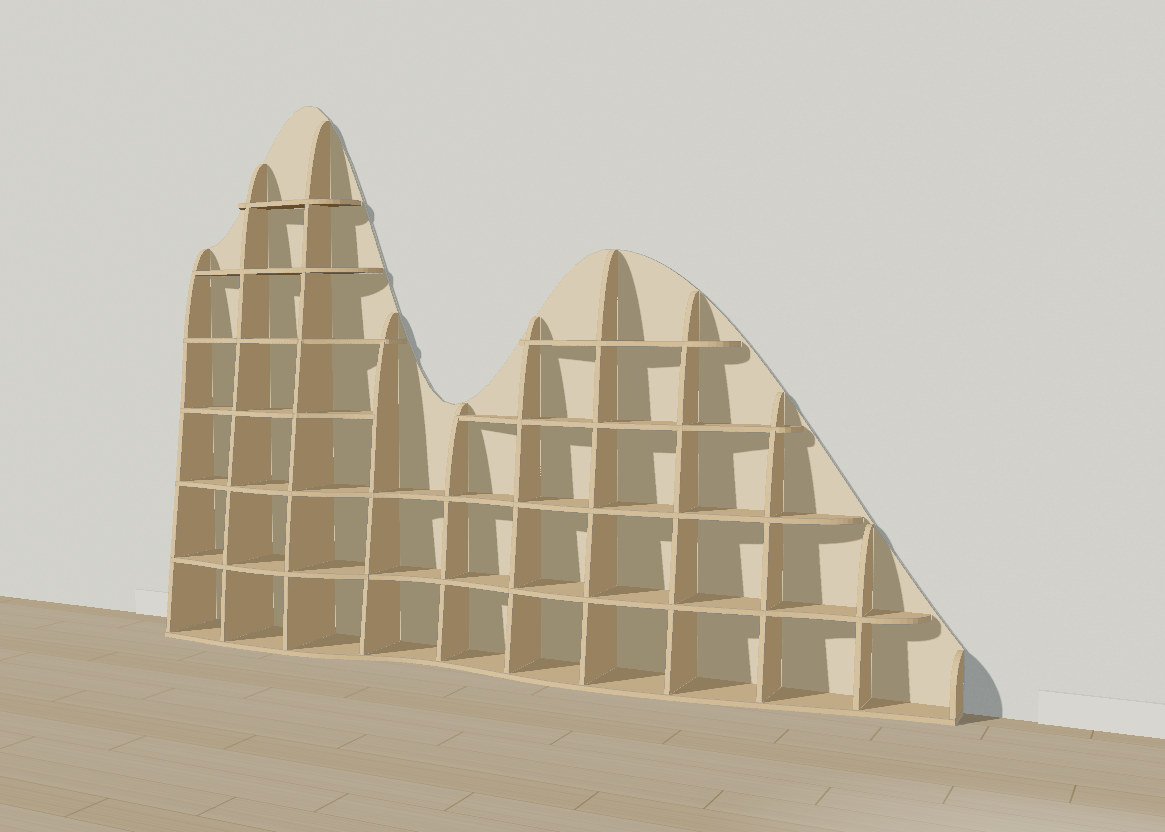The same shelf as a plain 3D model in the design studio